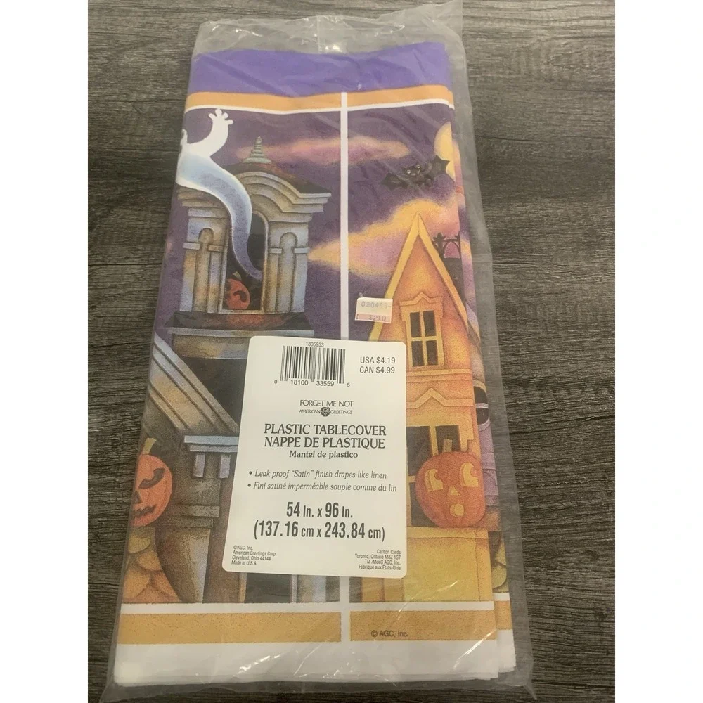 Vintage Halloween Plastic Tablecloth 54x96